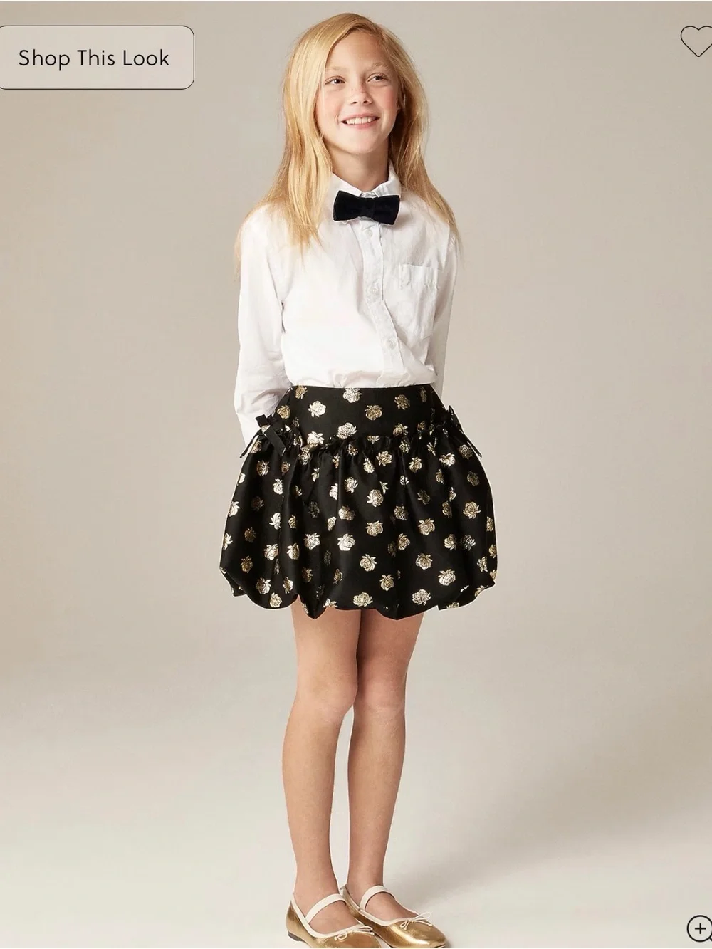 Crewcuts Black Skirt with Gold Floral Shine holiday formal special occasion
